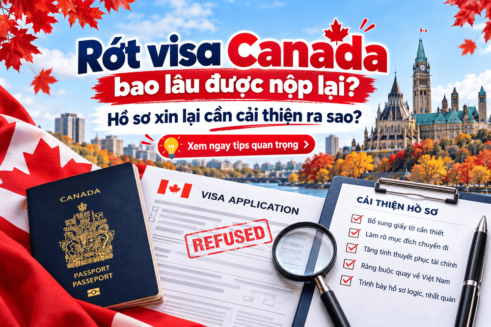 RỚT VISA CANADA BAO LÂU ĐƯỢC NỘP LẠI? HỒ SƠ XIN LẠI CẦN CẢI THIỆN RA SAO?